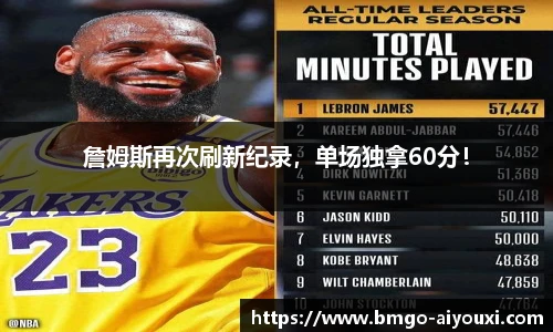 詹姆斯再次刷新纪录，单场独拿60分！